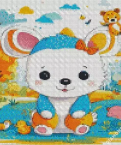 White Fun Animal Diamond Painting