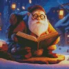 Winter Gnome Reading Diamond Painting