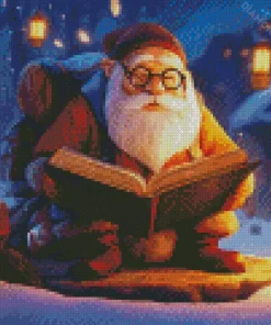 Winter Gnome Reading Diamond Painting