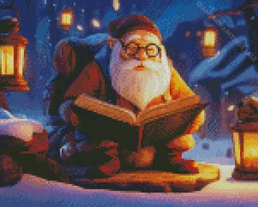Winter Gnome Reading Diamond Painting
