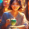 Woman Drinking Coffee Diamond Painting