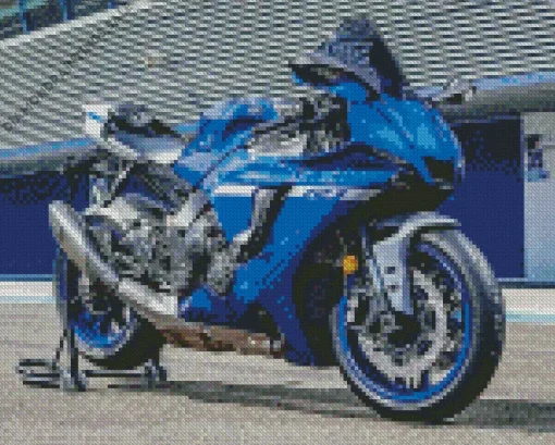 Yamaha Blue Motorbike Diamond Painting