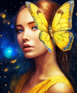 Yellow Face Art Butterfly Diamond Painting