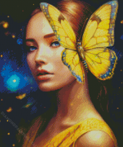 Yellow Face Art Butterfly Diamond Painting
