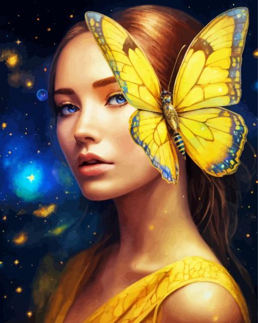 Yellow Face Art Butterfly Diamond Painting