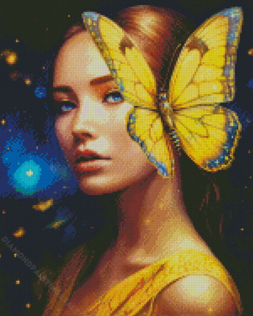 Yellow Face Art Butterfly Diamond Painting