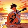 Anime Boy Holding Guitar Diamond Painting