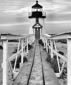 Black And White Brant Point Light Diamond Painting