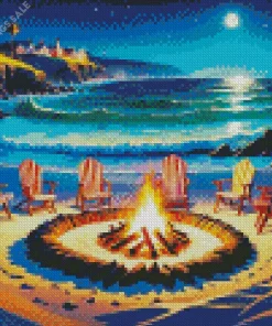 Bonfire Beach Camp Diamond Painting