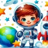 Cartoon Boy In Space Diamond Painting