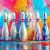 Colorful Splatter Bowling Pins Diamond Painting