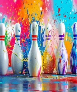 Colorful Splatter Bowling Pins Diamond Painting