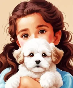 Girl and Maltipoo Diamond Painting