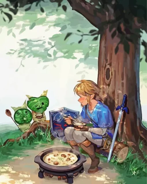 Legend Of Zelda Botw Link Cooking Diamond Painting