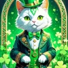 Leprechaun White Cat Diamond Painting