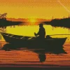 Man On Boat Silhouette Diamond Painting
