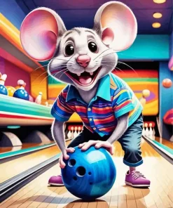 Mouse Playing Bowling Diamond Painting