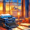 Retro Blue Typewriter Diamond Painting