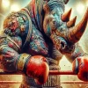 Rhino Boxing Diamond Painting
