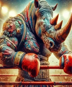 Rhino Boxing Diamond Painting