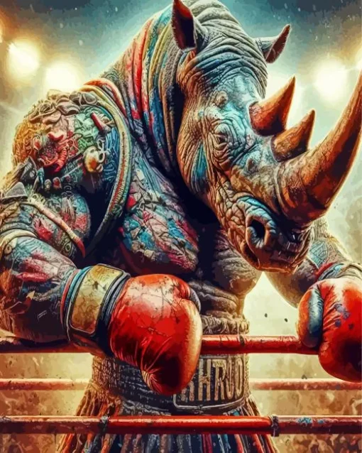 Rhino Boxing Diamond Painting