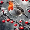Robin Bird on Branch Diamond Painting