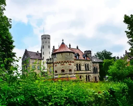Schloss Lichtenstein Castle Diamond Painting