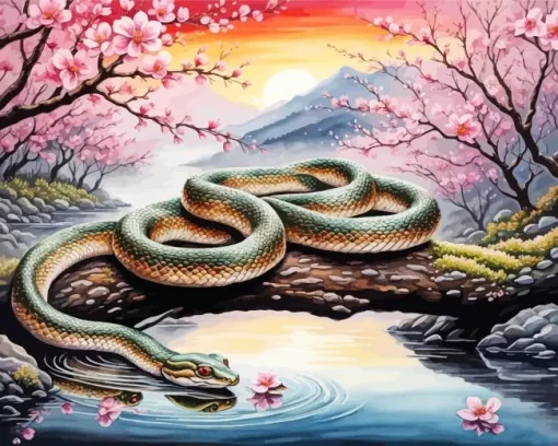 Snake On Branch Diamond Painting