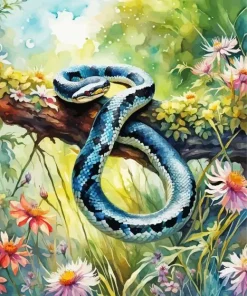 Snake On Branch Art Diamond Painting