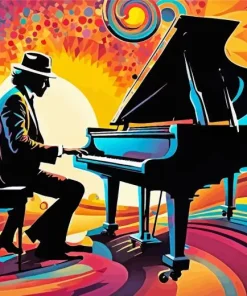 Abstract Jazz Piano Man Diamond Painting