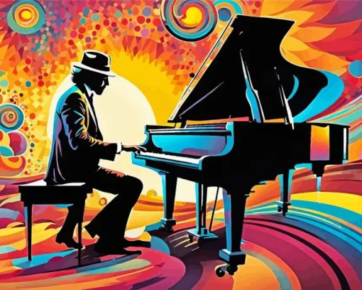 Abstract Jazz Piano Man Diamond Painting