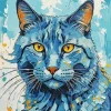 Adorable Blue Cat Art Diamond Painting