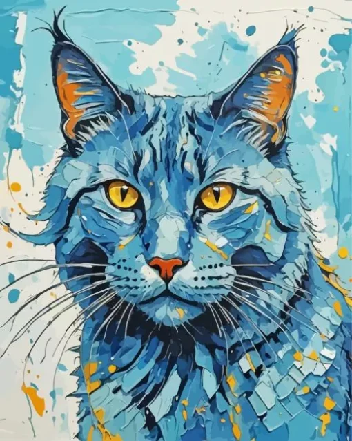 Adorable Blue Cat Art Diamond Painting