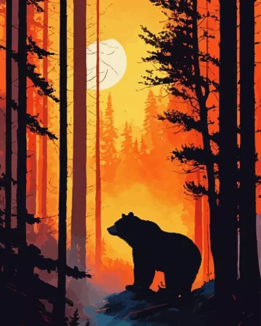 Bear Silhouette Diamond Painting