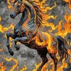 Black Flames Horse Diamond Painting