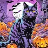 Black Halloween Cat Diamond Painting