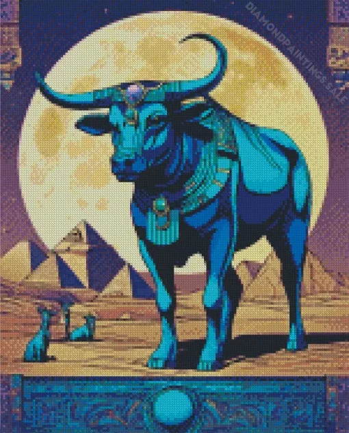 Blue Cow Animal Diamond Painting
