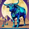 Blue Cow Animal Diamond Painting