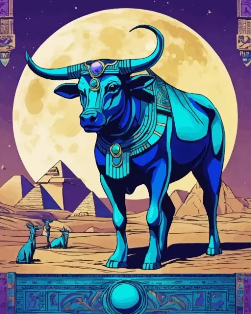 Blue Cow Animal Diamond Painting