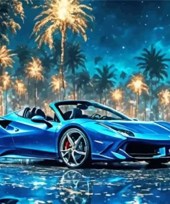 Blue Ferrari 488 Diamond Painting