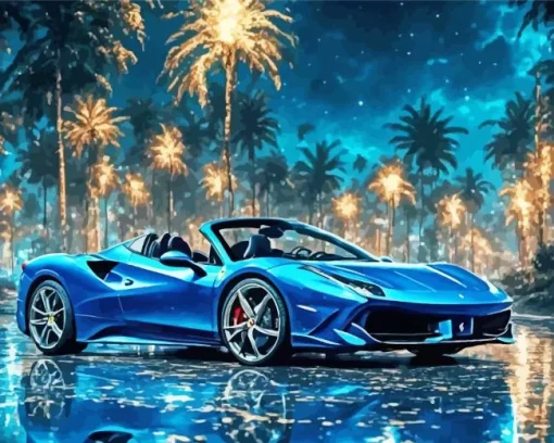 Blue Ferrari 488 Diamond Painting