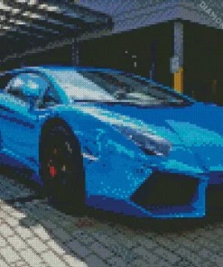 Blue Lamborghini Car Diamond Painting