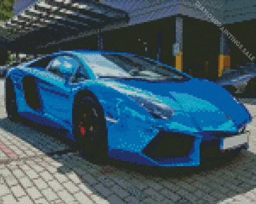 Blue Lamborghini Car Diamond Painting