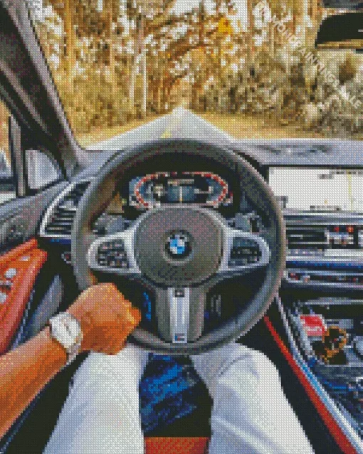 BMW Steering Wheel With Hand Diamond Painting