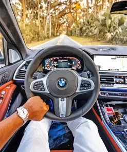 BMW Steering Wheel With Hand Diamond Painting