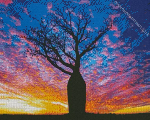 Boab Tree Silhouette Diamond Painting