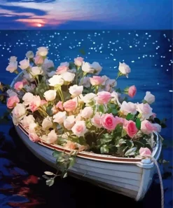 Boat Flowers Diamond Painting