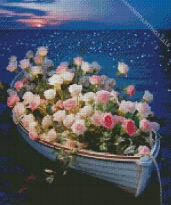 Boat Flowers Diamond Painting