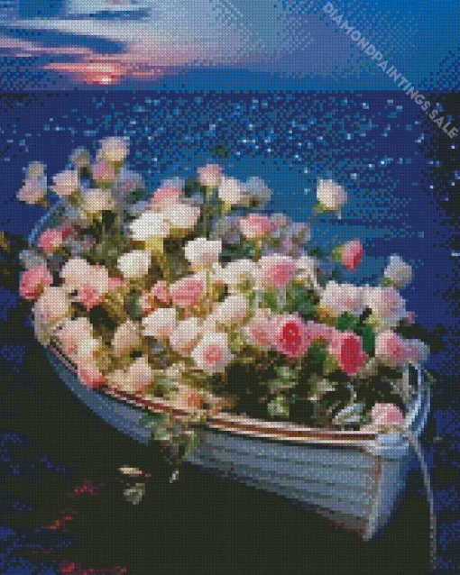 Boat Flowers Diamond Painting