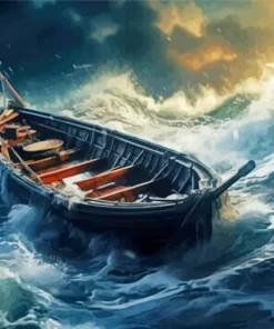 Boat in Storm Diamond Painting